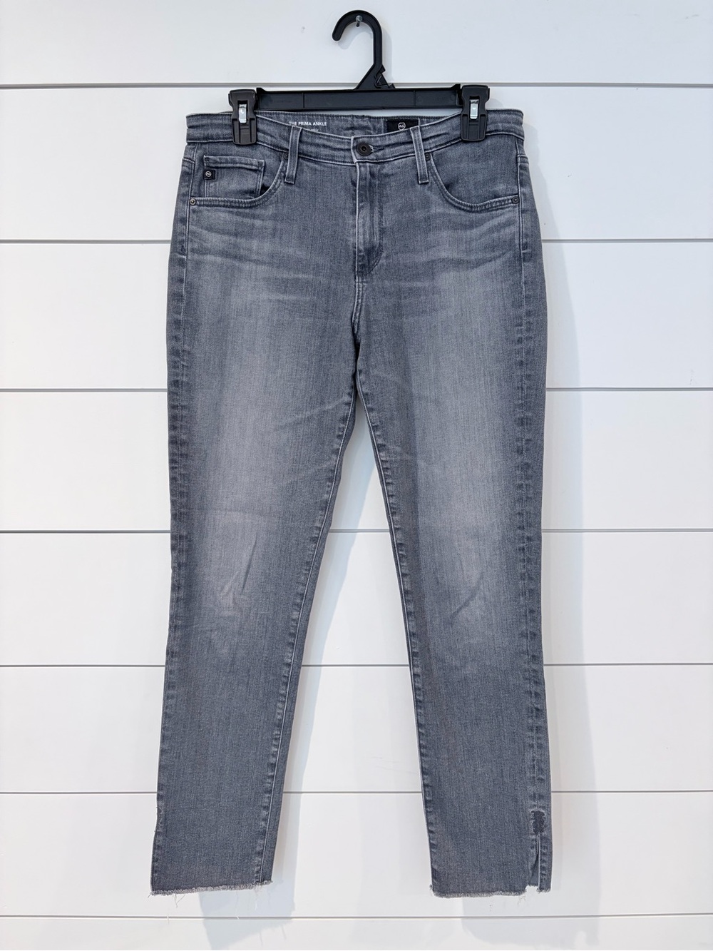 AG Adriano Goldschmied Prima Ankle Jeans 30R Gray Quiet Luxury Model Off Duty
